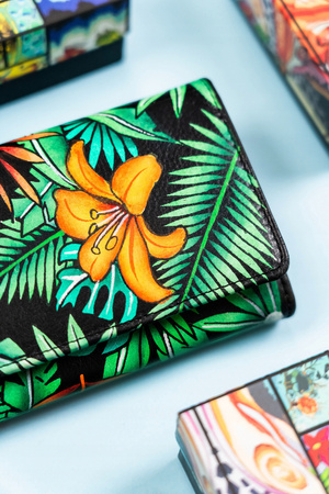 Große Damen Geldbörse aus Leder mit Druckknopf – Rovicky