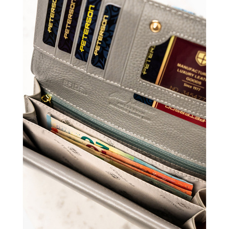 Damen Geldbörse aus echtem Leder mit Blumenmuster und RFID-Schutz – Peterson