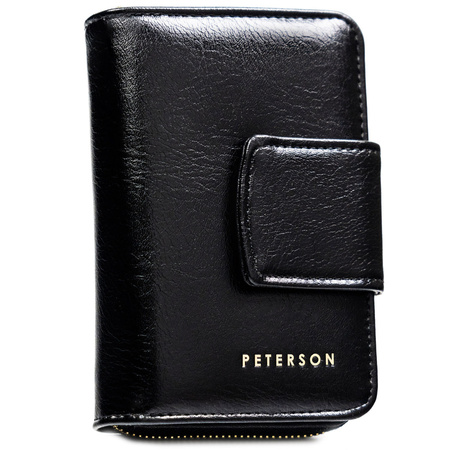 Elegante kleine Damen Geldbörse aus schwarzem Öko-Leder – Peterson