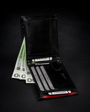 Schlanke Herren Geldbörse aus Glattleder mit Reißverschlussfach – Rovicky