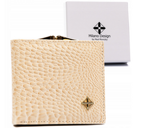 Elegante, kleine Damen-Geldbörse mit Bügelverschluss und Druckknopf – Milano Design