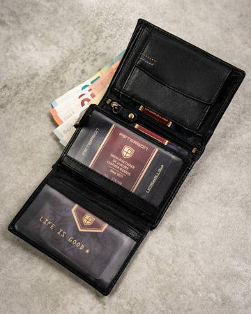 Geschenkset: Herren Geldbörse ohne Verschluss und Schlüsselanhänger – Peterson