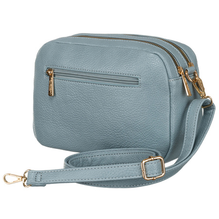 Modische blaue Damen Umhängetasche mit zwei Schulterriemen und Anhänger aus Öko-Leder – Peterson