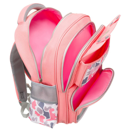 Rosa Schulrucksack aus atmungsaktivem Polyester mit Brustgurt – Peterson