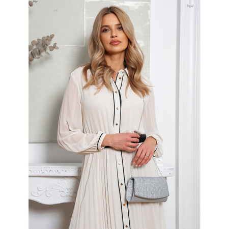 Glitzernde Damen Clutch in Silber mit Kettenträger – Rovicky