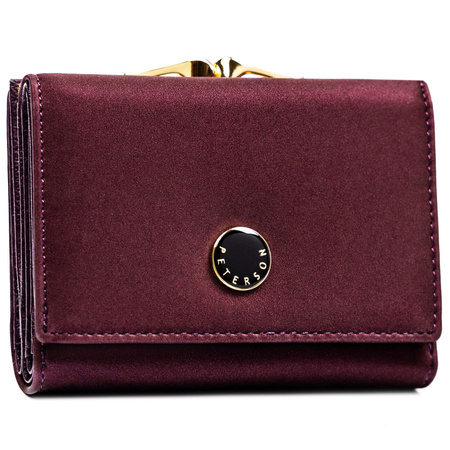 Mittelgroße Damen-Geldbörse aus Natur- und Öko-Leder in violetter Farbe - Peterson