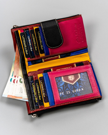 Mittelgroße Damen Geldbörse aus Leder in Schwarz – Peterson