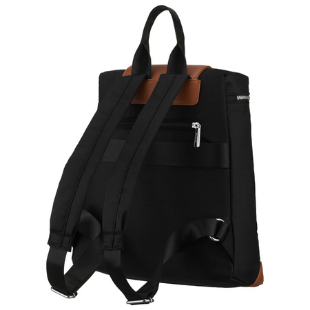 Schwarz-brauner Damen-Rucksack aus Polyester mit Kofferhalter – Peterson