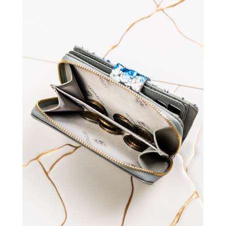 Geräumige, weiß-blaue Damen-Geldbörse aus Naturleder mit RFID-System – Peterson