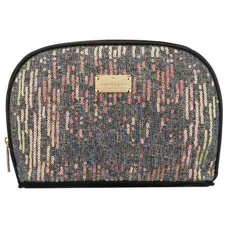 Schwarze Kulturtasche aus synthetischem Material, ein Hauptfach und mit Reißverschluss – Peterson