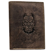 Herren Geldbörse aus braunem Leder mit geprägtem Hundekopf