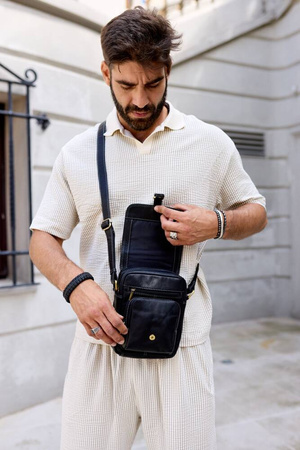 Herren Schultertasche aus Leder – Peterson