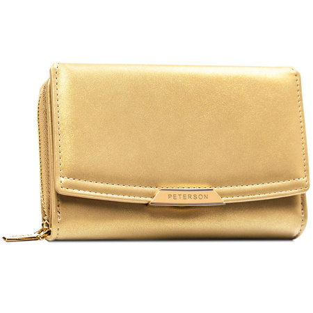 Damen-Geldbörse aus Öko-Leder in Dunkelbeige, ausgestattet mit RFID-System - Peterson
