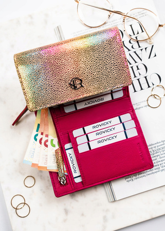 Damen Geldbörse aus echtem Leder mit Druckknopf – Rovicky