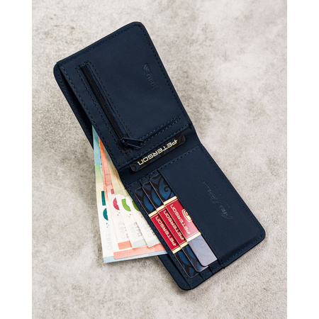 Marineblaue Herren Geldbörse aus Öko-Leder – Peterson