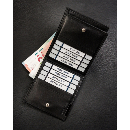 Horizontale, schwarze Herren Geldbörse aus Leder ohne äußeren Verschluss – Ronaldo