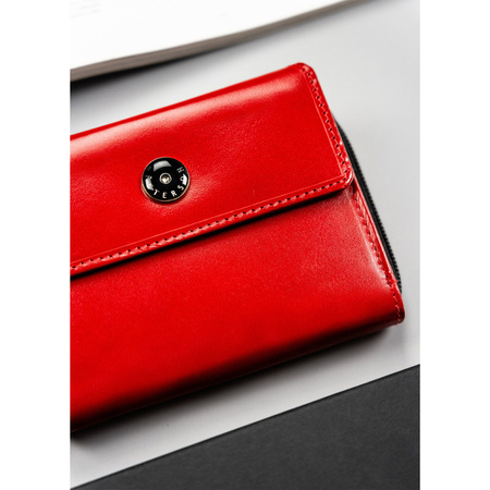 Rote Damen Geldbörse aus Leder mit großem Münzfach – Peterson