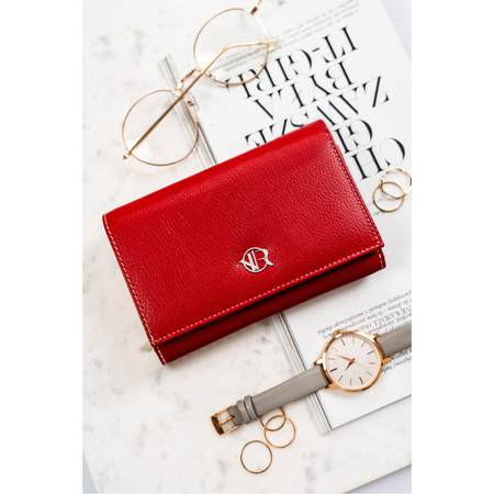 Elegante Damen Geldbörse aus Leder mit Druckknopf – Rovicky