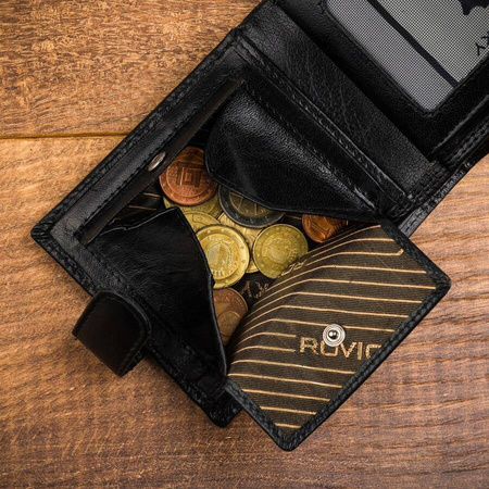 Klassische Herren Geldbörse aus Leder mit Druckknopf – Rovicky