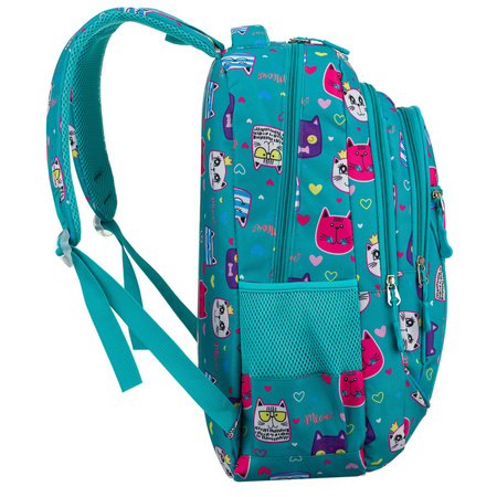 Jugendlicher Schulrucksack aus Polyester mit einem bezaubernden Katzenmuster – Peterson