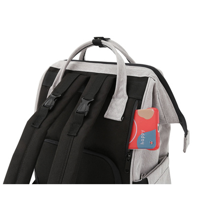 Grauer, geräumiger Damen Rucksack aus Polyester mit Reißverschluss – Himawari