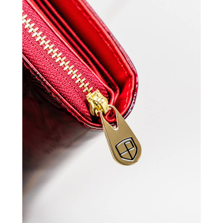 Vertikale elegante Damen Geldbörse aus Leder in Rot mit Reißverschluss – Peterson