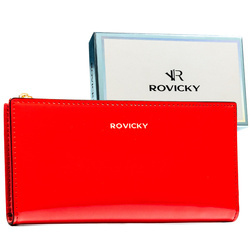 Große Damen-Geldbörse aus Öko-Leder in Rot mit Reißverschluss und Druckknopfverschluss - Rovicky