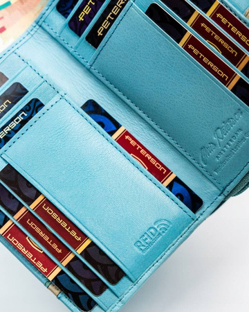 Elegante Damen Geldbörse aus Leder mit Druckknopf und Reißverschluss – Peterson