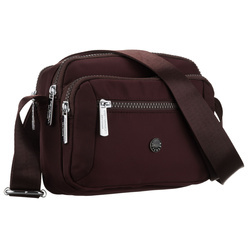 Bordeauxfarbene Damen-Umhängetasche aus Polyester, aufgehängt an einem verstellbaren Gürtel – Peterson