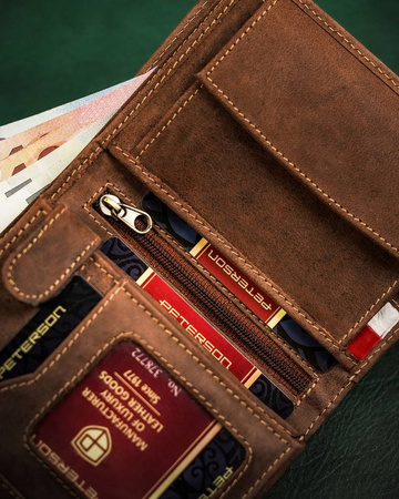 Große Herren Geldbörse mit patriotischem Muster aus Leder – Peterson