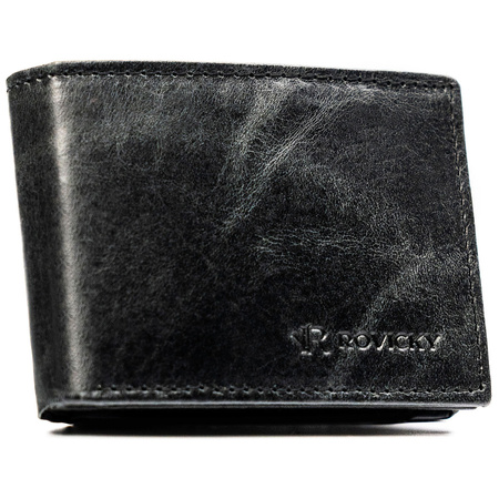 Herren-Geldbörse aus Leder in Schwarz ohne äußeren Verschluss – Rovicky
