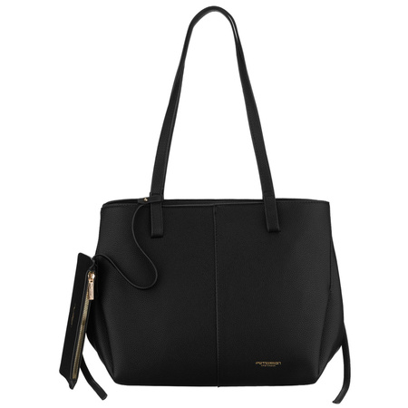 Schwarze Damen-Shopper aus Öko-Leder mit praktischem Etui im Set - Peterson