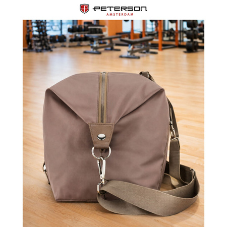 Braune Trainingstasche aus Polyester, mit einem Fach und Reißverschluss - Peterson