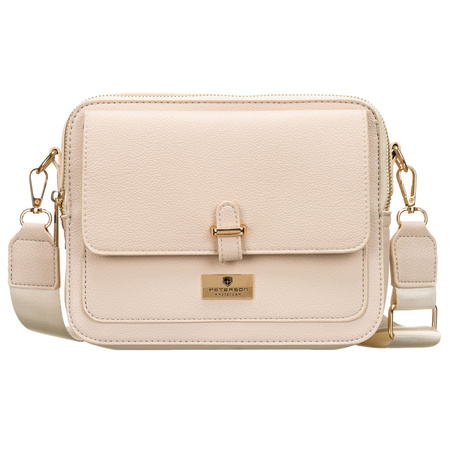 Damen Umhängetasche aus Öko-Leder in Beige mit Magnet- und Reißverschluss – Peterson