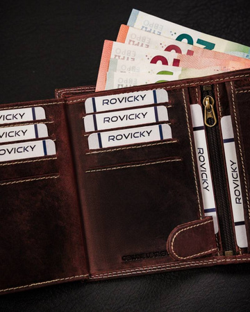 Klassische, große Herren Geldbörse aus echtem Leder mit Druckknopf – Always Wild