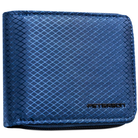Marineblaue Herren Geldbörse mit geometrischem Muster und Reißverschluss – Peterson