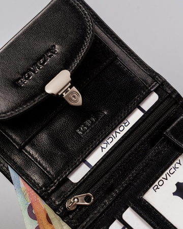 Damen Geldbörse aus Leder mit dekorativem Verschluss – Rovicky