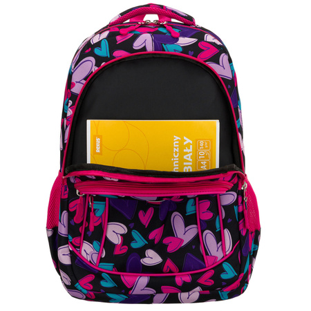 Jugendlicher Schulrucksack aus Polyester mit Herzmuster – Peterson