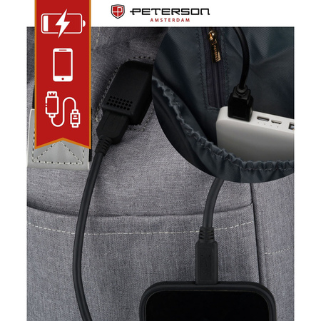 Damen-Rucksack aus Polyester in Grau mit sicherem Reißverschluss - Peterson