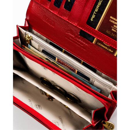 Rote Damen Geldbörse aus Leder mit Druckknopf und RFID-Schutz – Peterson