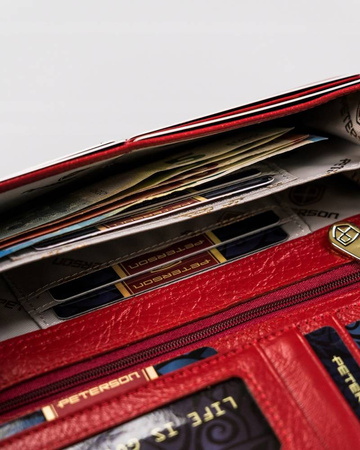 Große Damen Geldbörse aus Leder mit Bügel- und Druckverschluss – Peterson