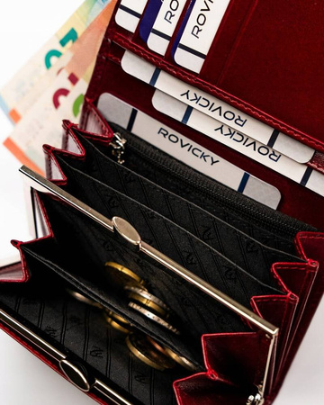 Klassische Damen Geldbörse aus Leder mit RFID-Schutz – Rovicky