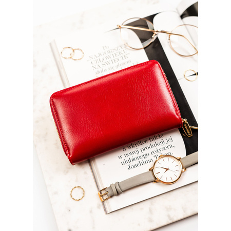 Roter Damen-Geldbörse mit Reißverschluss aus Öko-Leder – Rovicky