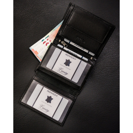 Vertikale Herren Geldbörse aus schwarzem Leder ohne äußeren Verschluss – Ronaldo