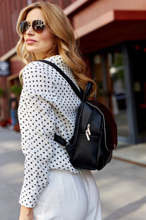 Klassischer Damen-Rucksack aus Öko-Leder mit Klappe - Peterson