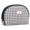 Beige-blaues Damen-Kosmetiktäschchen mit Karomuster, mit Reißverschluss – Rovicky
