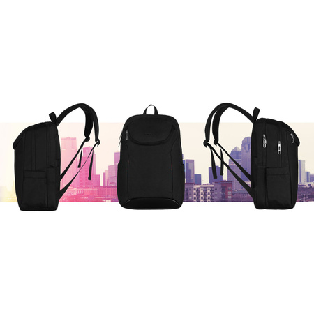 Städtischer, geräumiger Rucksack aus schwarzem Nylon mit Laptopfach – Peterson