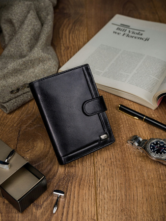 Große Herren Geldbörse aus Echtleder mit Druckknopf – Rovicky