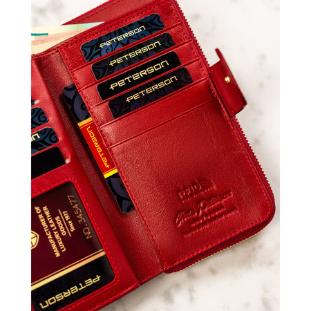 Lackierte, vertikale Damen Geldbörse aus Leder in Rot – Peterson