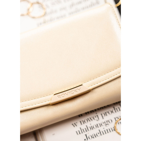 Mittelgroße Damen-Geldbörse aus Öko-Leder in Beige, Modell mit Platz für Fahrzeugschein - Rovicky